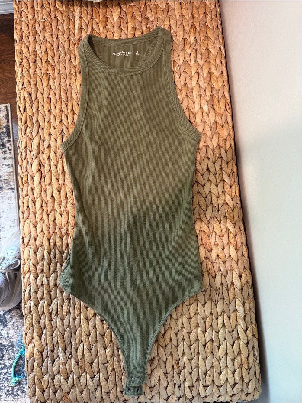 Abercrombie & Fitch Olive Green Ribbed Tank Bodysuit